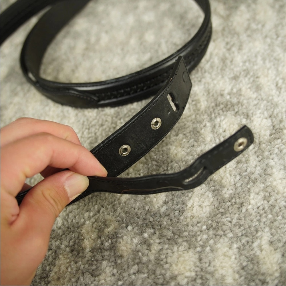 VTG Tony Lama South Western Black Leather Belt 7733 L Size 42 Braided No Buckle - Picture 4 of 10